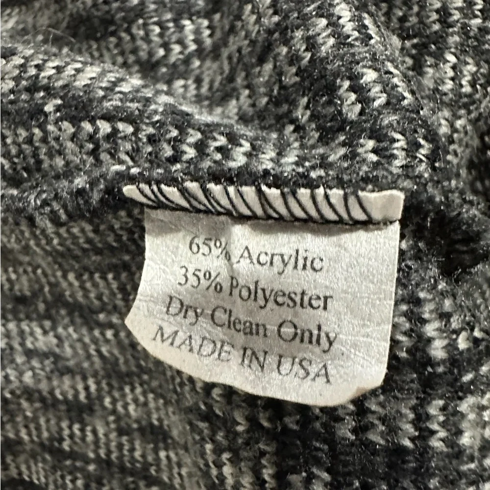 LEE ANDERSEN Gray Sweater with Fuzzy Trim and Patterned Cowl Large Vintage - Picture 7 of 8